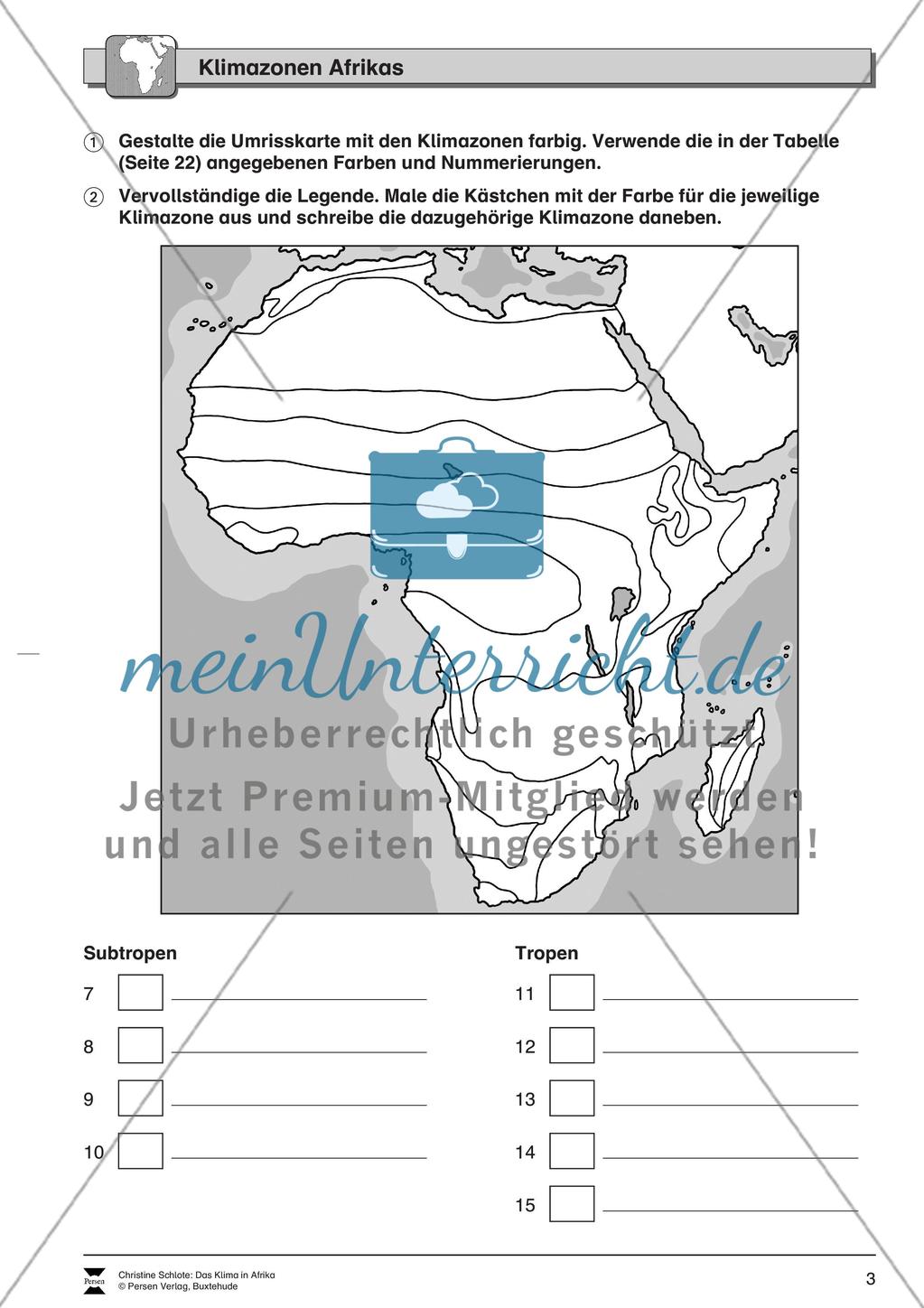 Das Klima in Afrika: Klimazonen + Klimadiagramme + Vegetation Preview 3