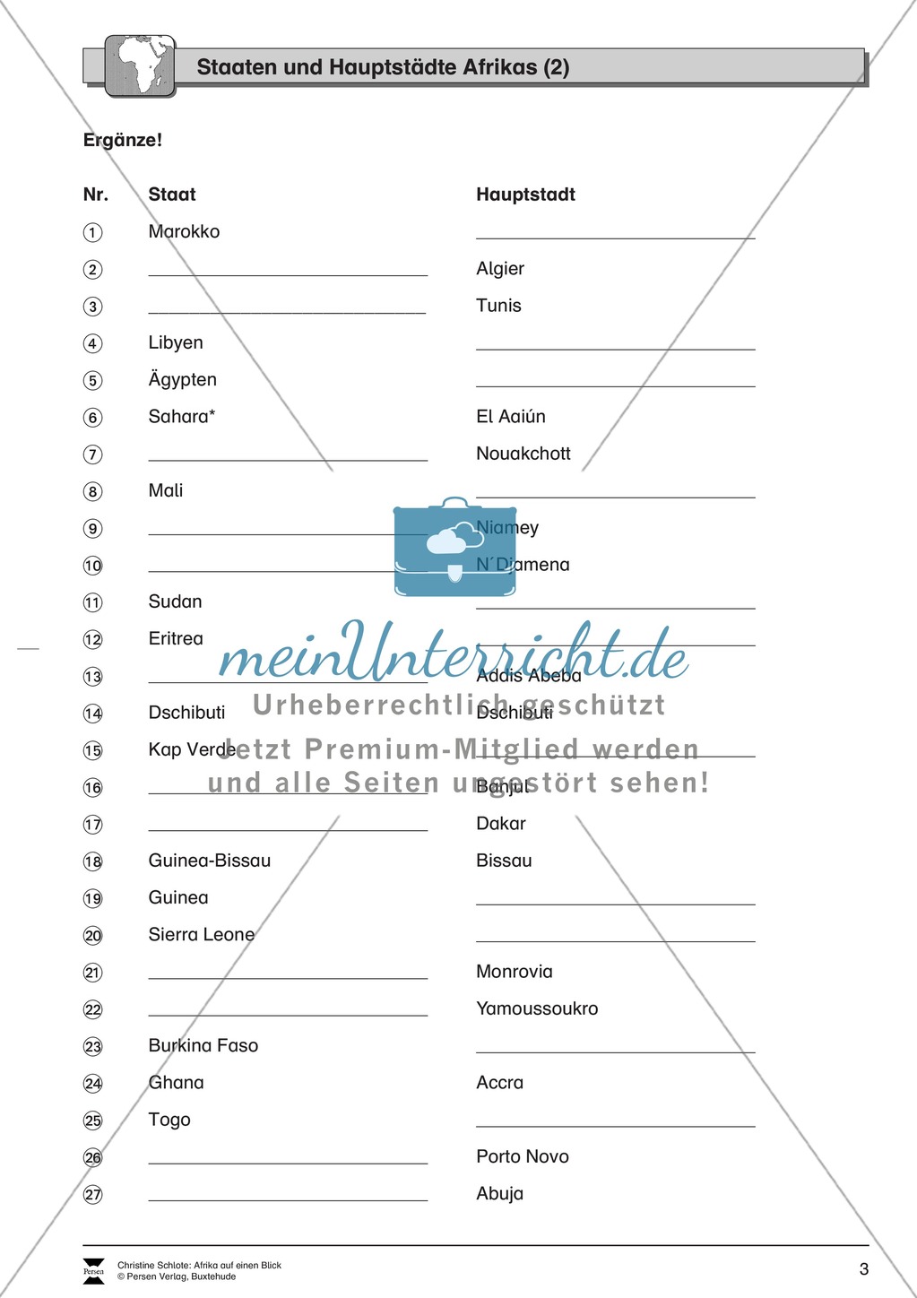 Der Kontinent Afrika: Staaten + Hauptstädte Preview 2