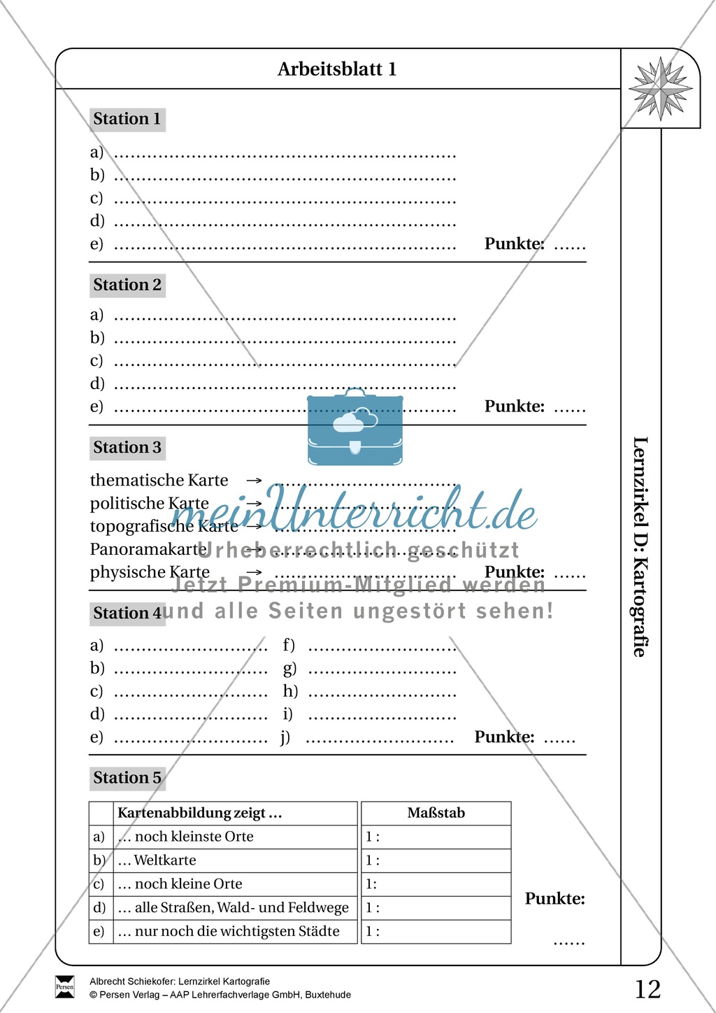 Lernzirkel Kartographie - Arbeit an Stationen Preview 11