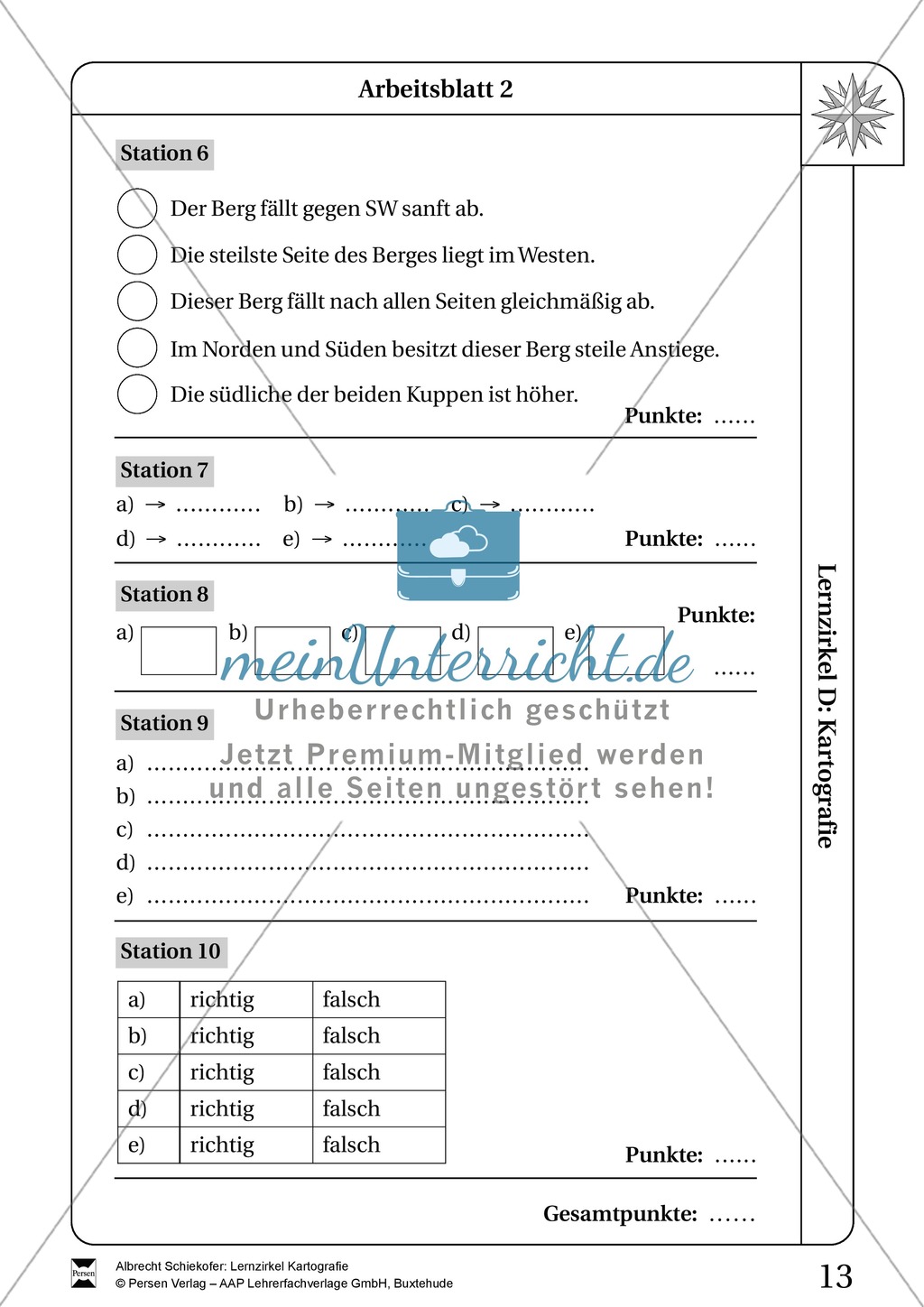 Lernzirkel Kartographie - Arbeit an Stationen Preview 12