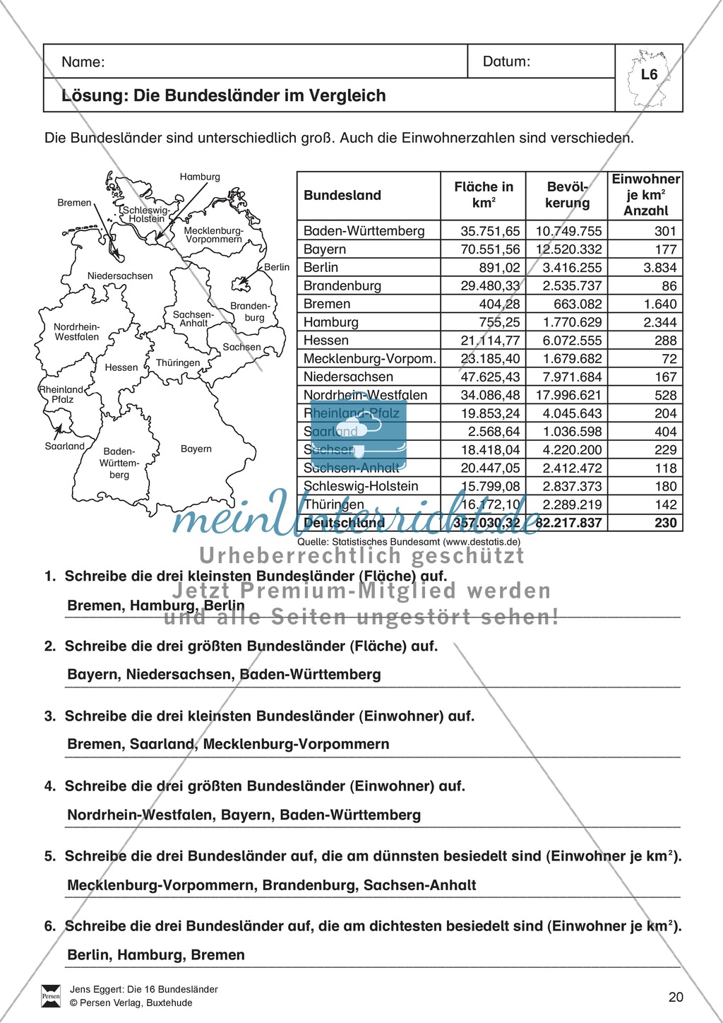 Die 16 Bundesländer: Basisdaten + Landeswappen + Nachbarländer Preview 10