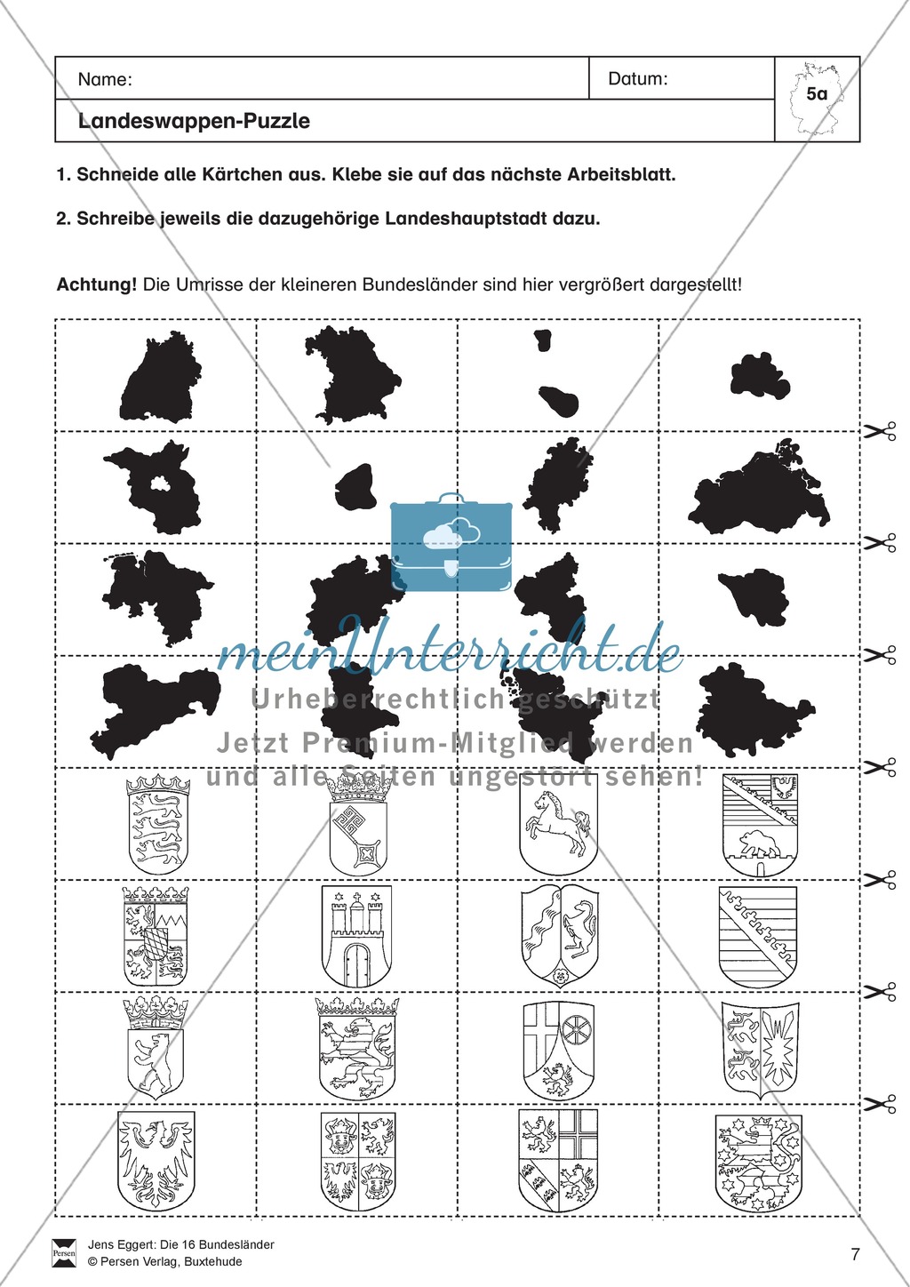 Die 16 Bundesländer: Basisdaten + Landeswappen + Nachbarländer Preview 4