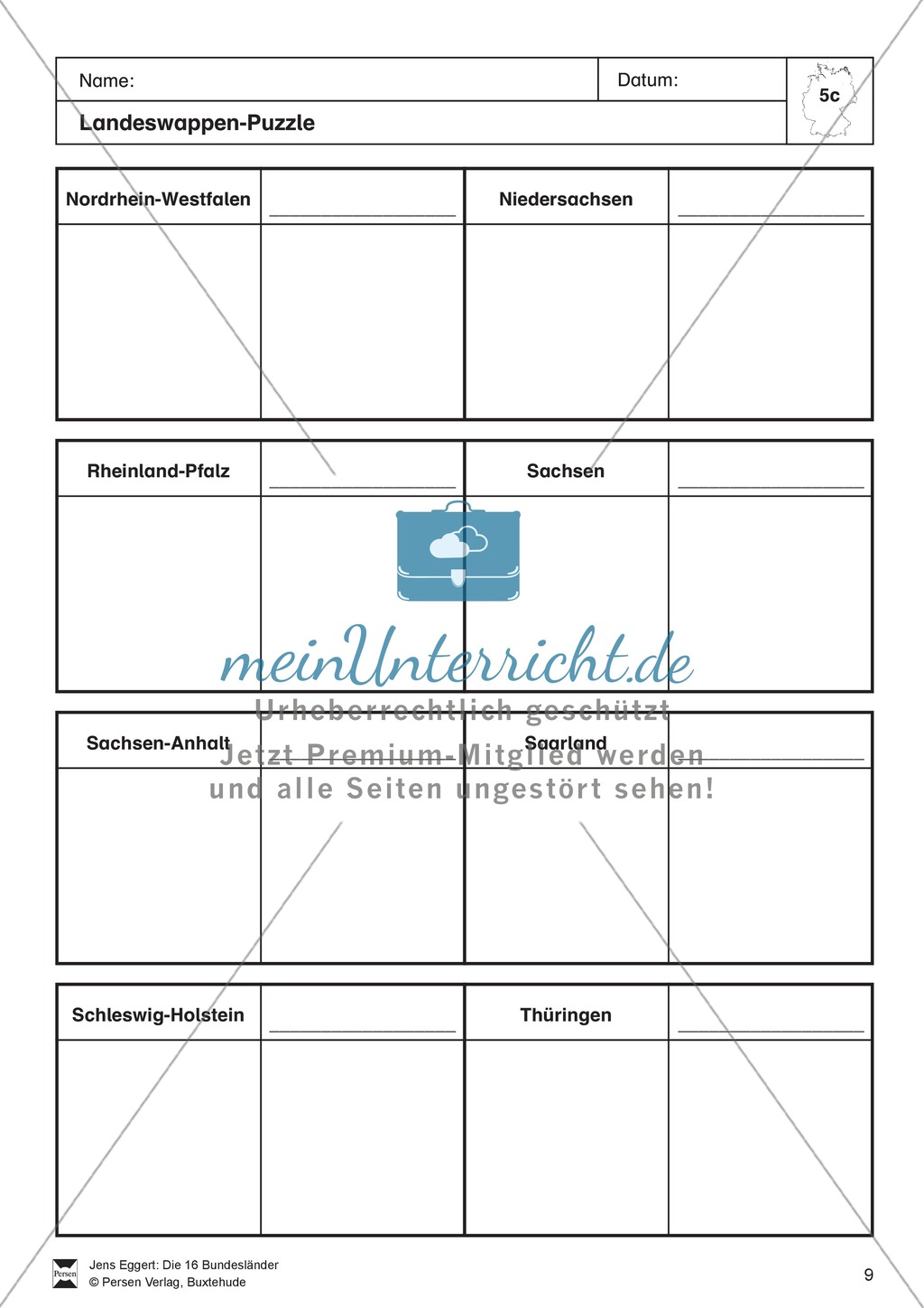 Die 16 Bundesländer: Basisdaten + Landeswappen + Nachbarländer Preview 6