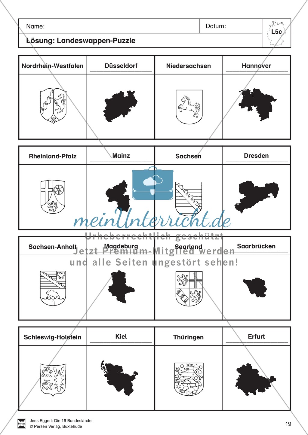 Die 16 Bundesländer: Basisdaten + Landeswappen + Nachbarländer Preview 9