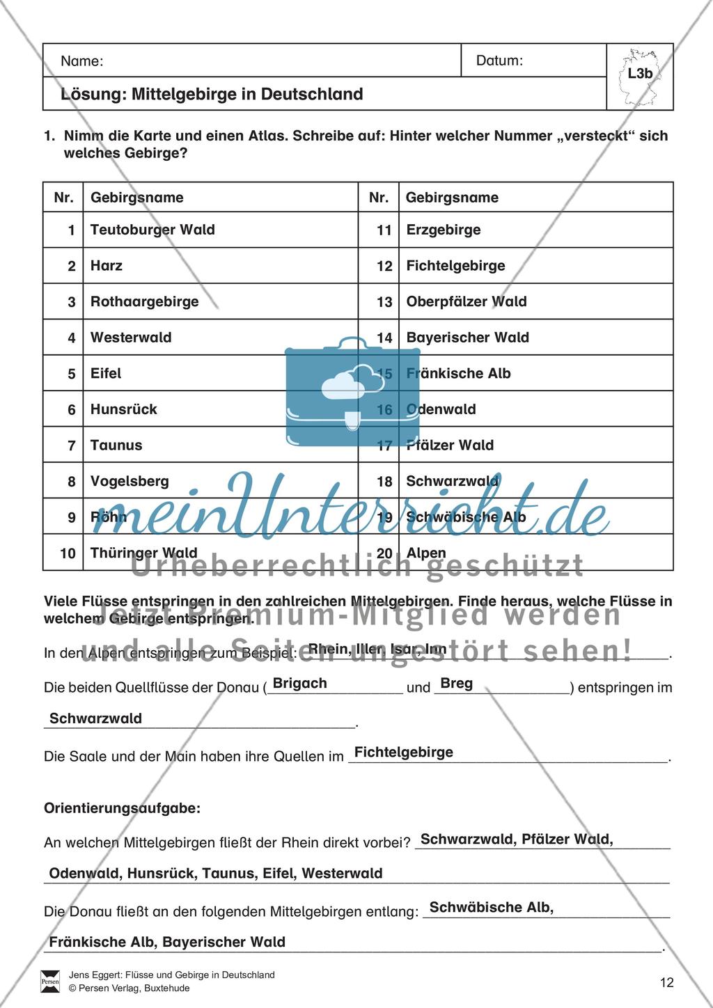 Flüsse und Gebirge in Deutschland Preview 13