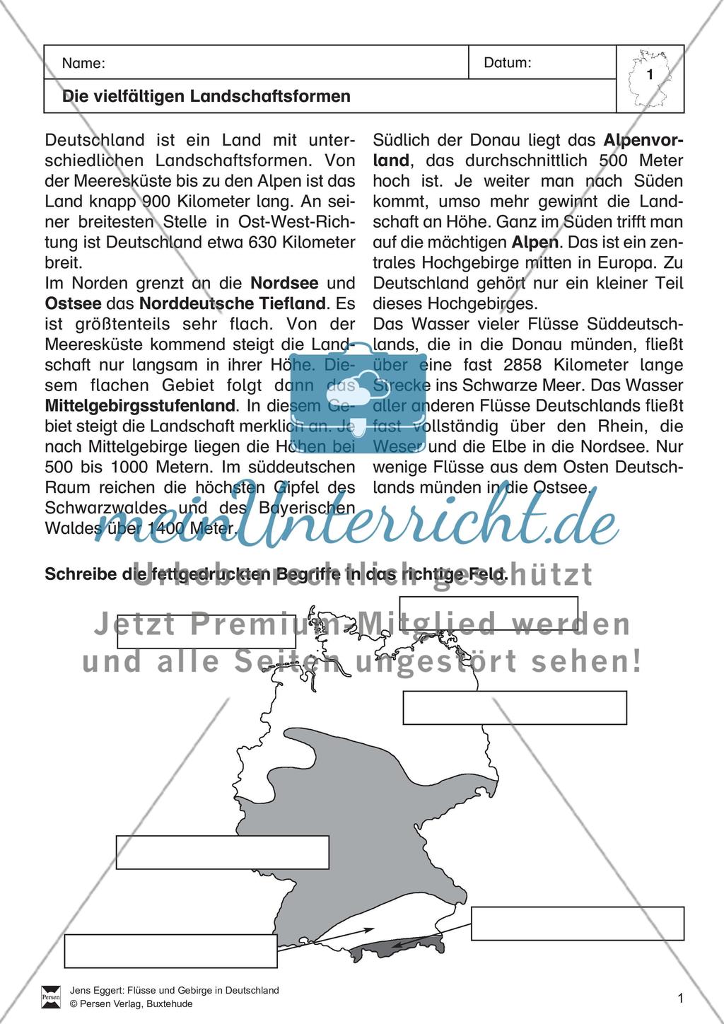 Flüsse und Gebirge in Deutschland Preview 2