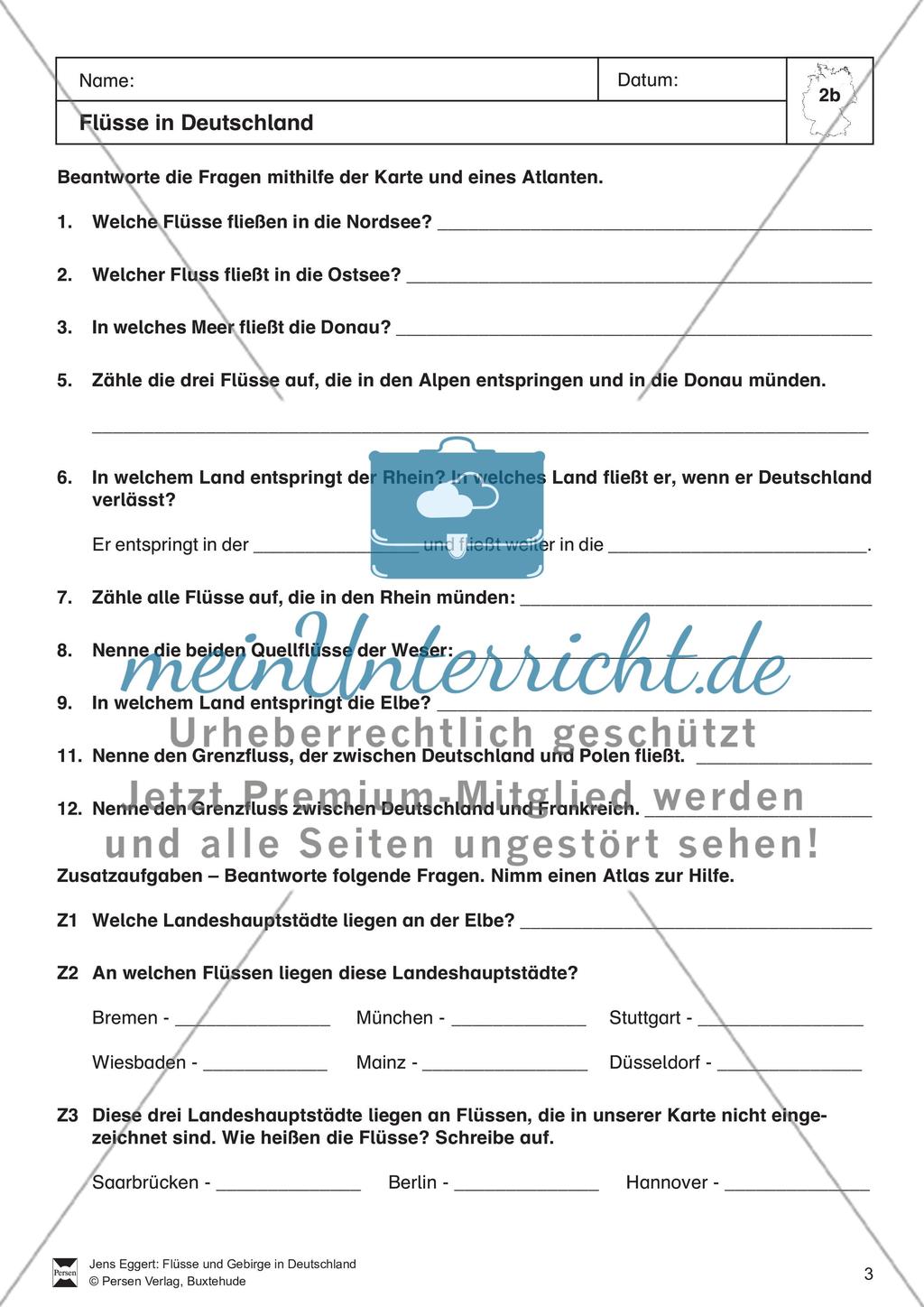 Flüsse und Gebirge in Deutschland Preview 4