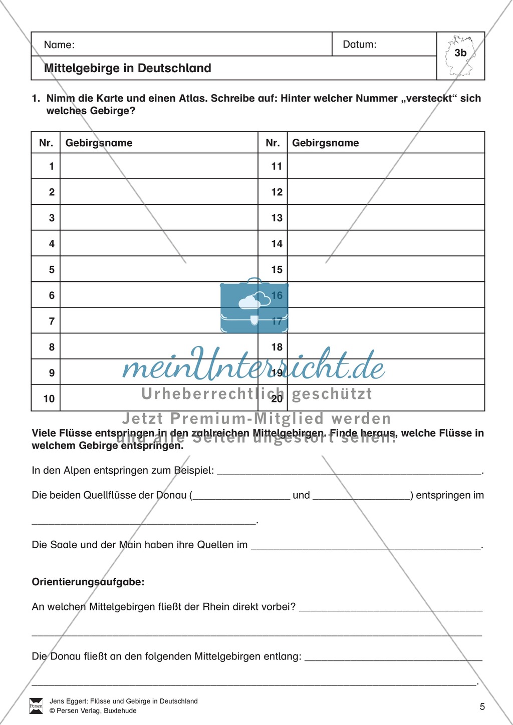 Arbeit mit Atlanten: Landschaftsformen, Flüsse und Gebirge in Deutschland Preview 5