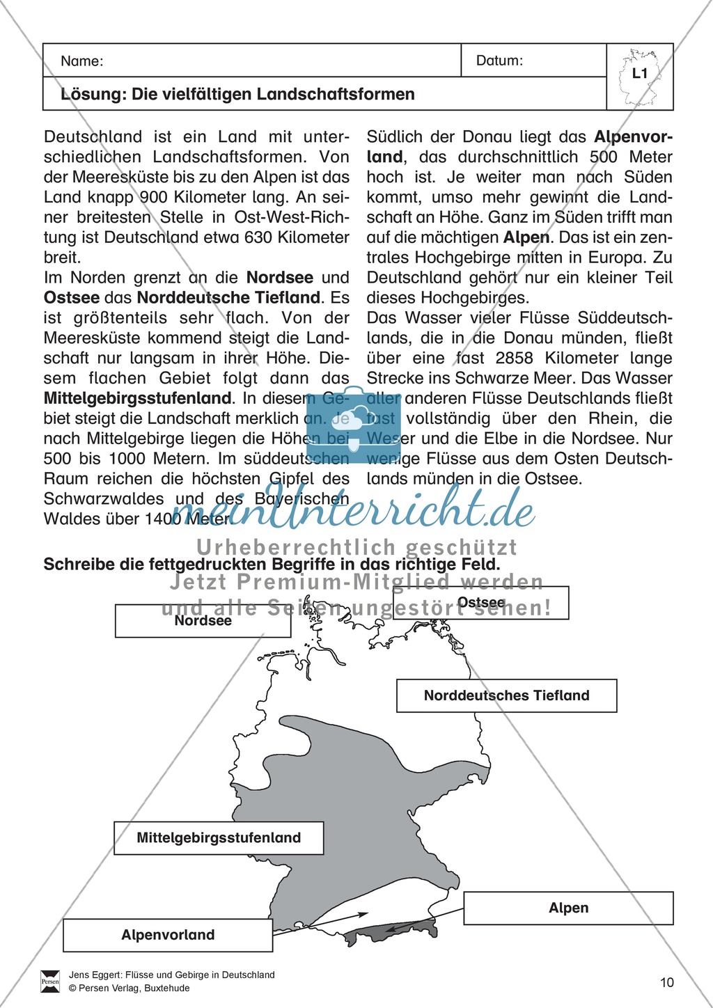 Arbeit mit Atlanten: Die Landschaftsformen Deutschlands Preview 2