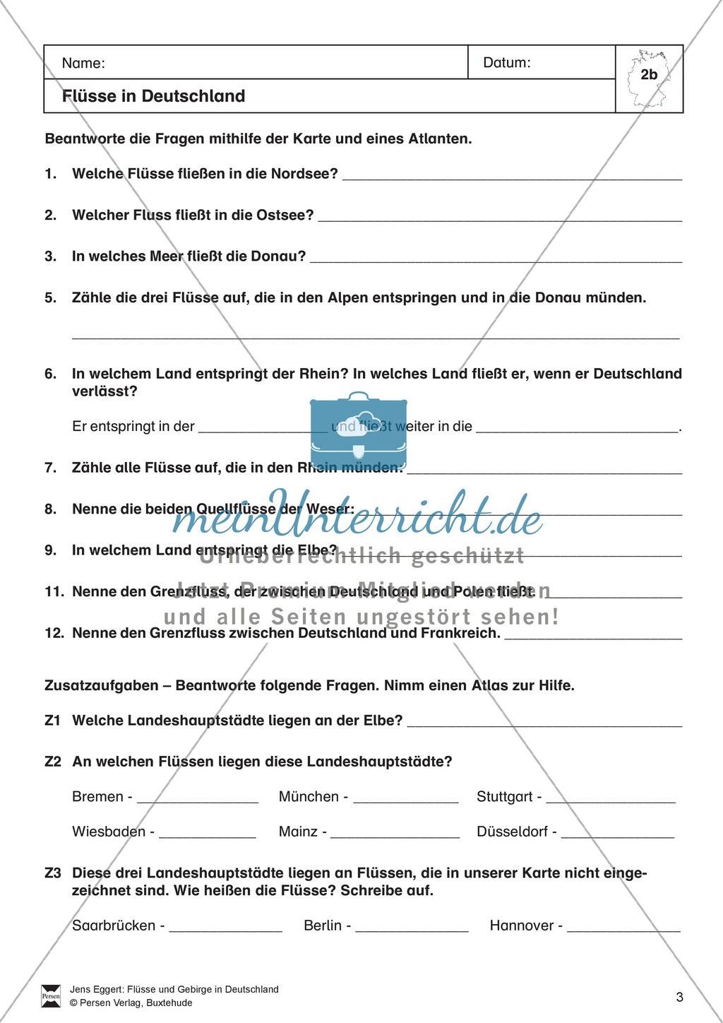 Arbeit mit Atlanten: Flüsse in Deutschland Preview 2