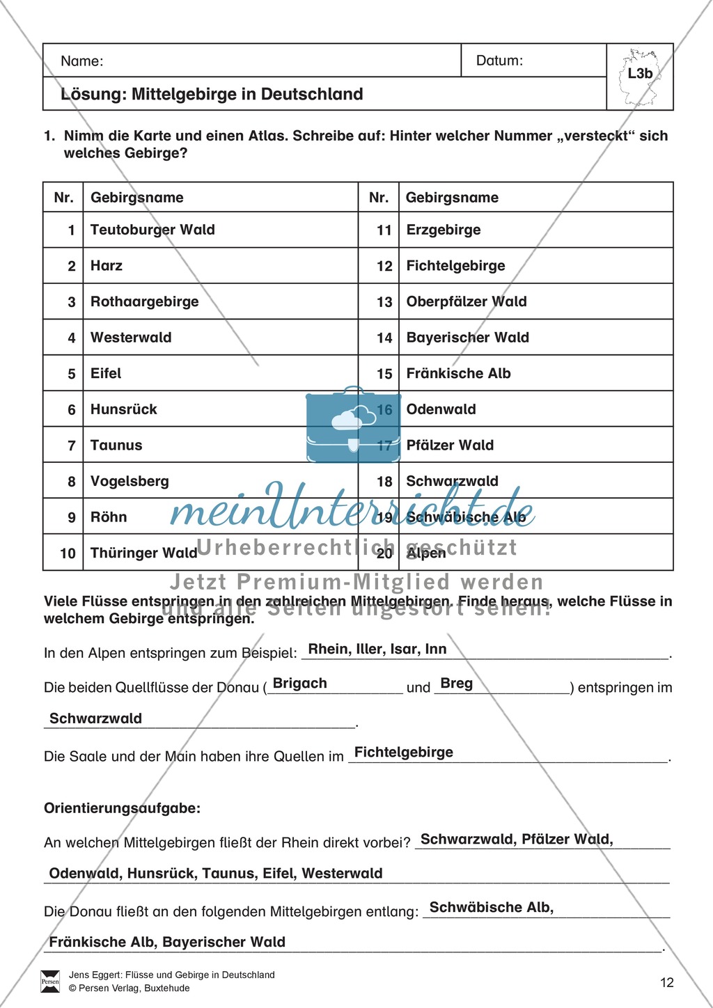 Arbeit mit Atlanten: Mittelgebirge in Deutschland Preview 4