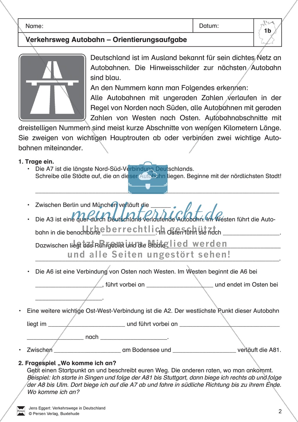 Verkehrswege in Deutschland: Autobahnen + Flughäfen - Räumliche Ausdehnung + Verteilung Preview 2