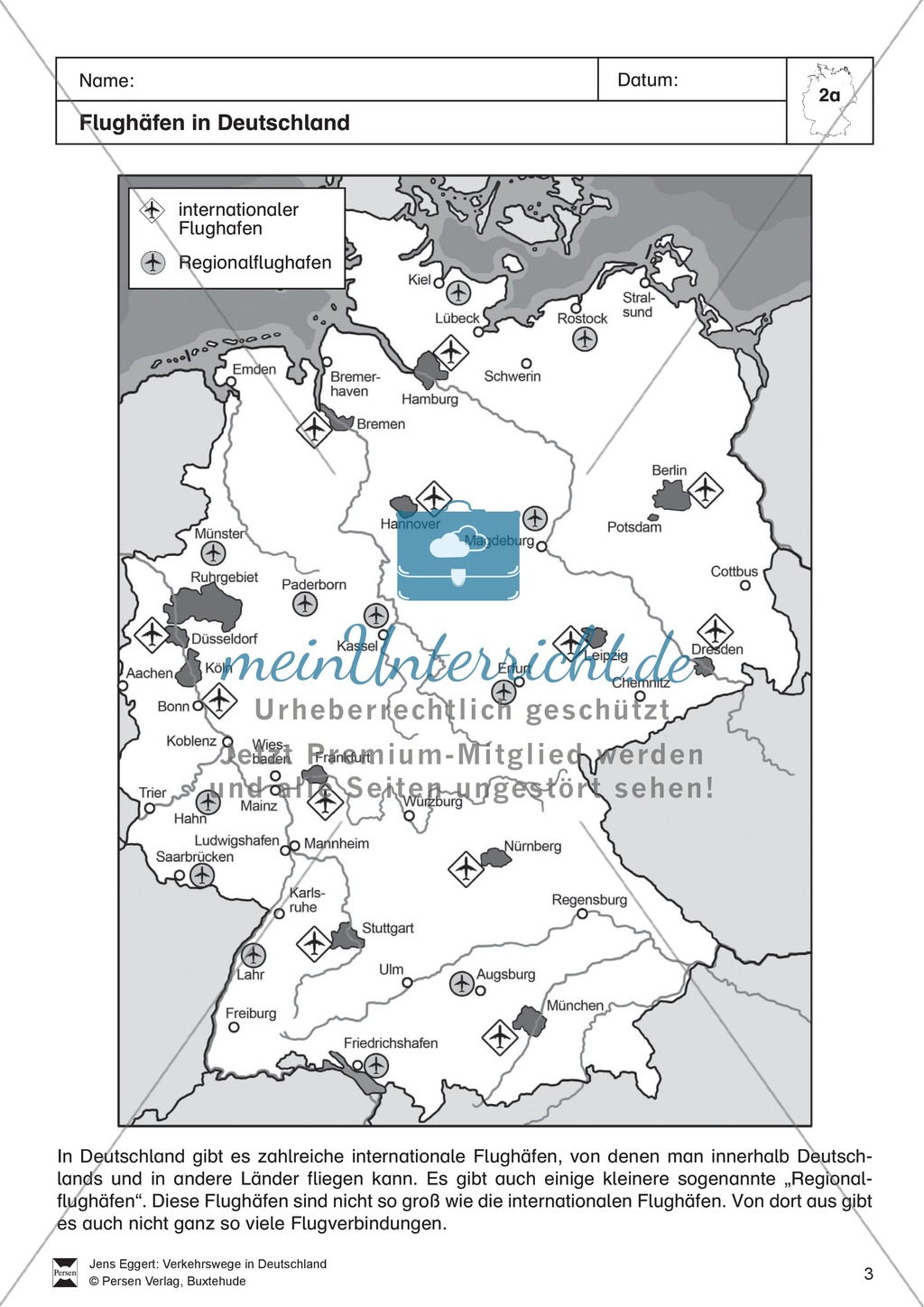 Verkehrswege in Deutschland: Autobahnen + Flughäfen - Räumliche Ausdehnung + Verteilung Preview 3