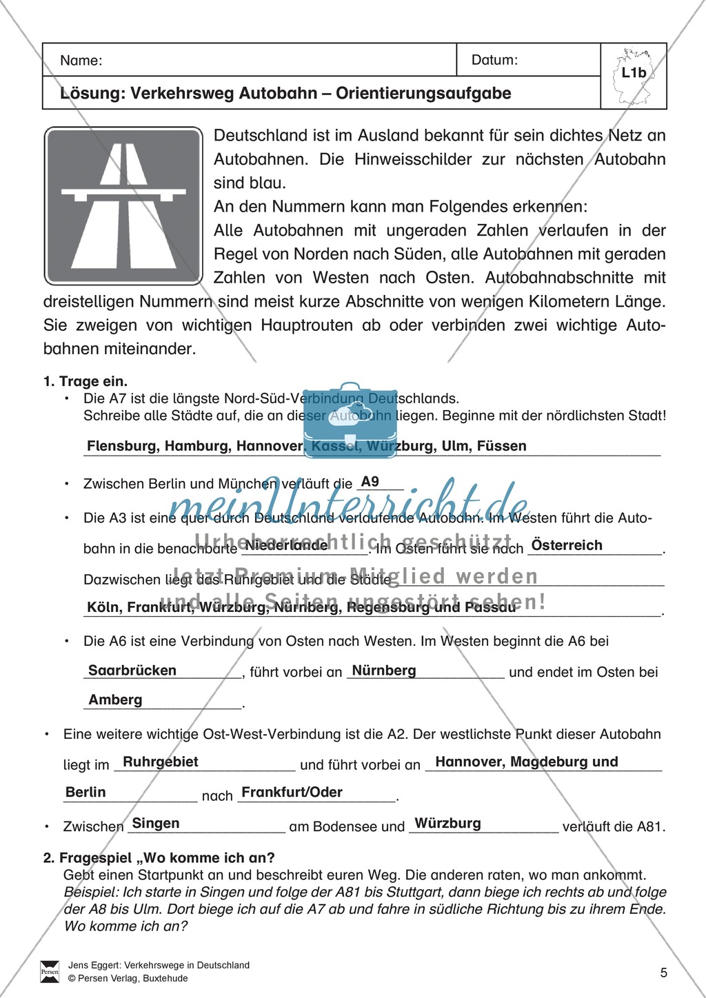 Verkehrswege in Deutschland: Autobahnen + Flughäfen - Räumliche Ausdehnung + Verteilung Preview 5