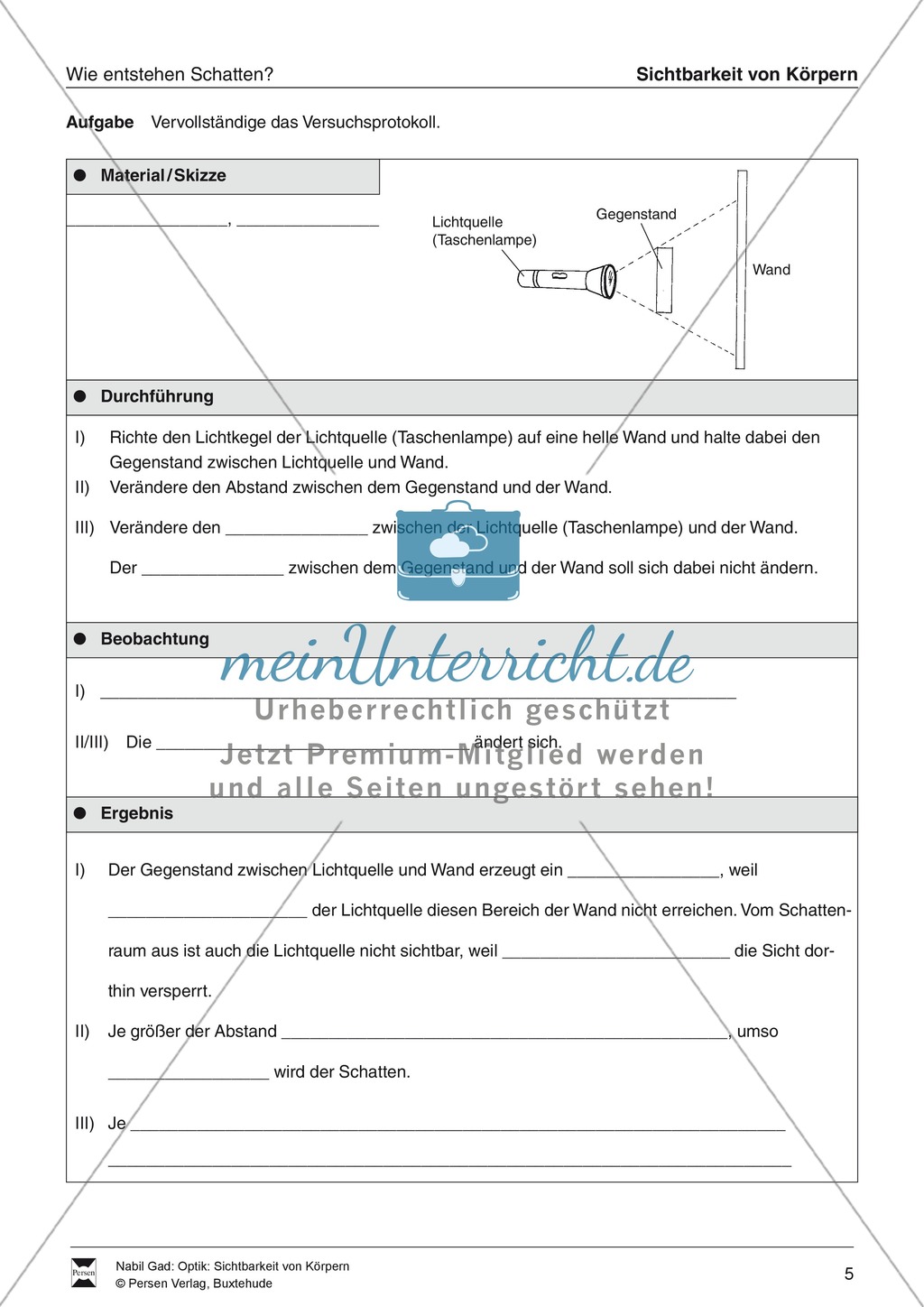 Thema Schatten: Sebständiges Arbeiten Preview 1