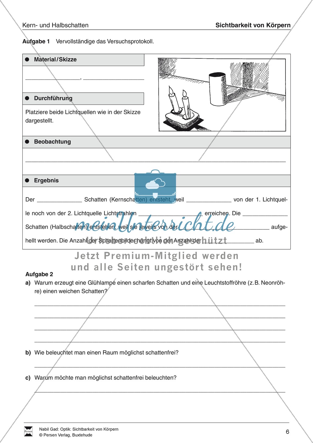 Thema Schatten: Sebständiges Arbeiten Preview 2