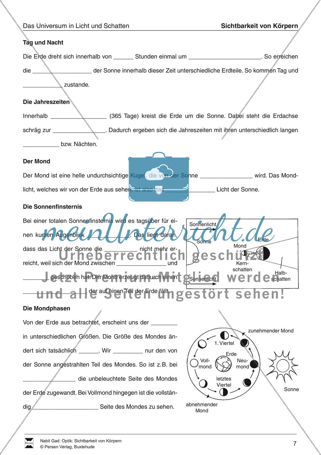 Das Universum im Licht und Schatten: Lückentext Preview 1