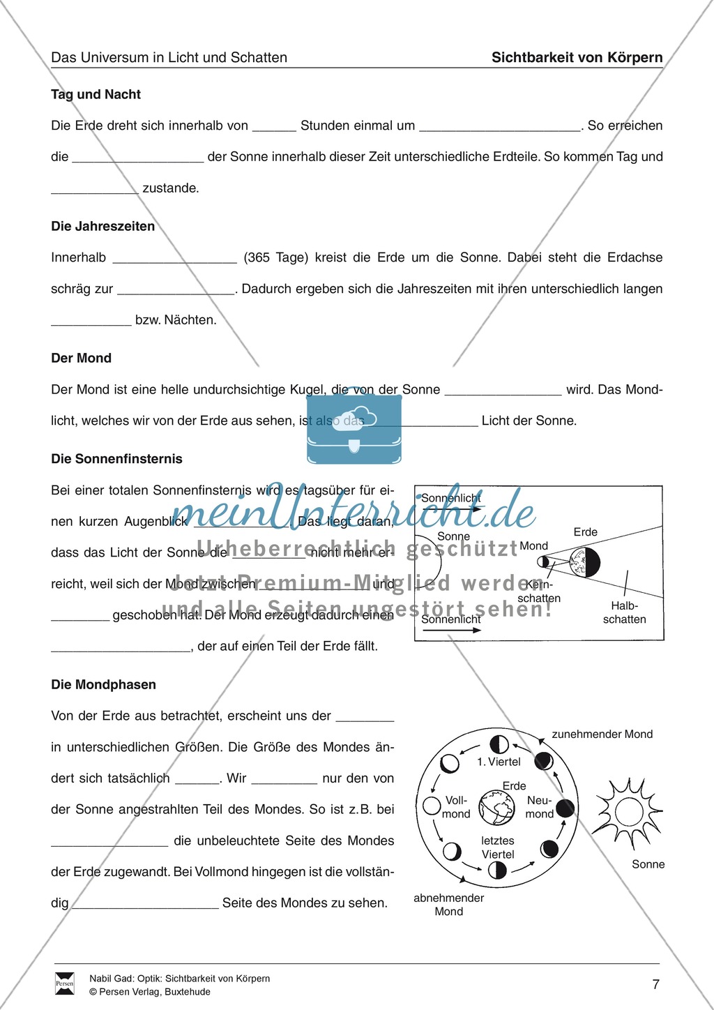 Das Universum im Licht und Schatten: Lückentext Preview 1