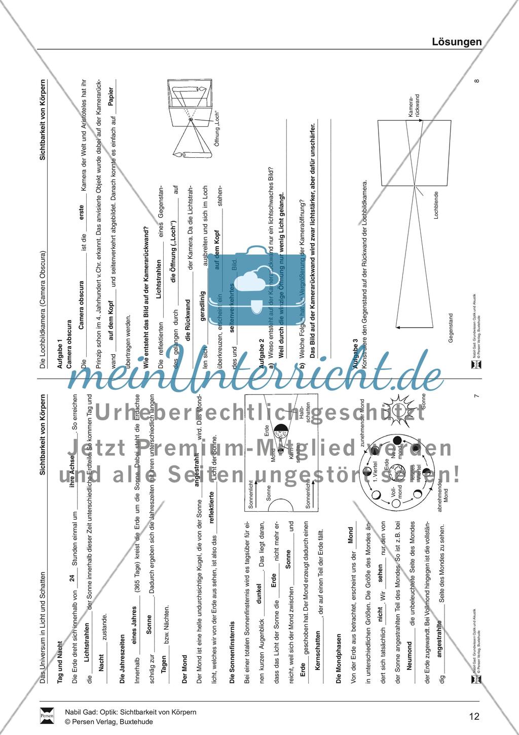 Die Lochbildkamera: Lückentext und Aufgaben Preview 2
