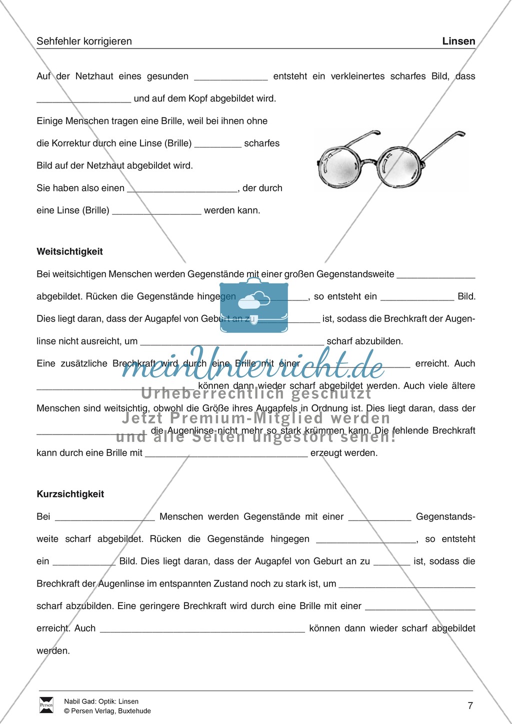 Optik - Aufgaben zu Konvex- und Konkavlinsen: Lückentext + Lösungen Preview 3