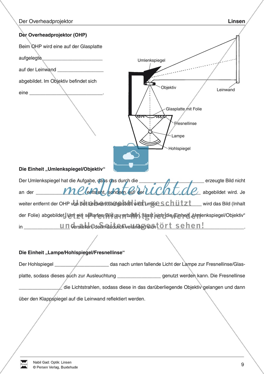 Optik - Aufgaben zu Konvex- und Konkavlinsen: Lückentext + Lösungen Preview 5