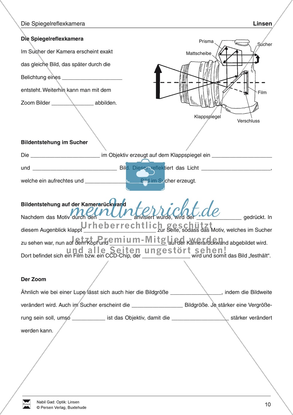 Optik - Aufgaben zu Konvex- und Konkavlinsen: Lückentext + Lösungen Preview 6