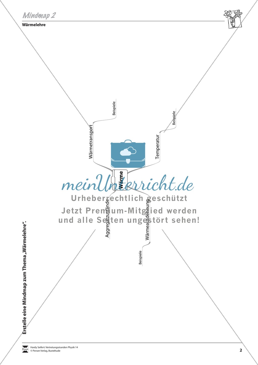 Wärmelehre: Mindmap über Wärmelehre und Versuchsaufbaubeschreibungen mit Lösungen Preview 2