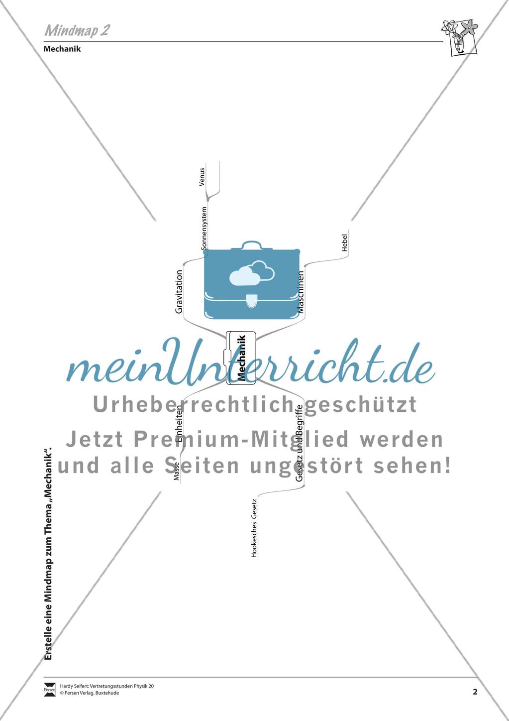 Mechanik: Mindmap über Mechanik und Versuchsaufbaubeschreibungen mit Lösungen Preview 2