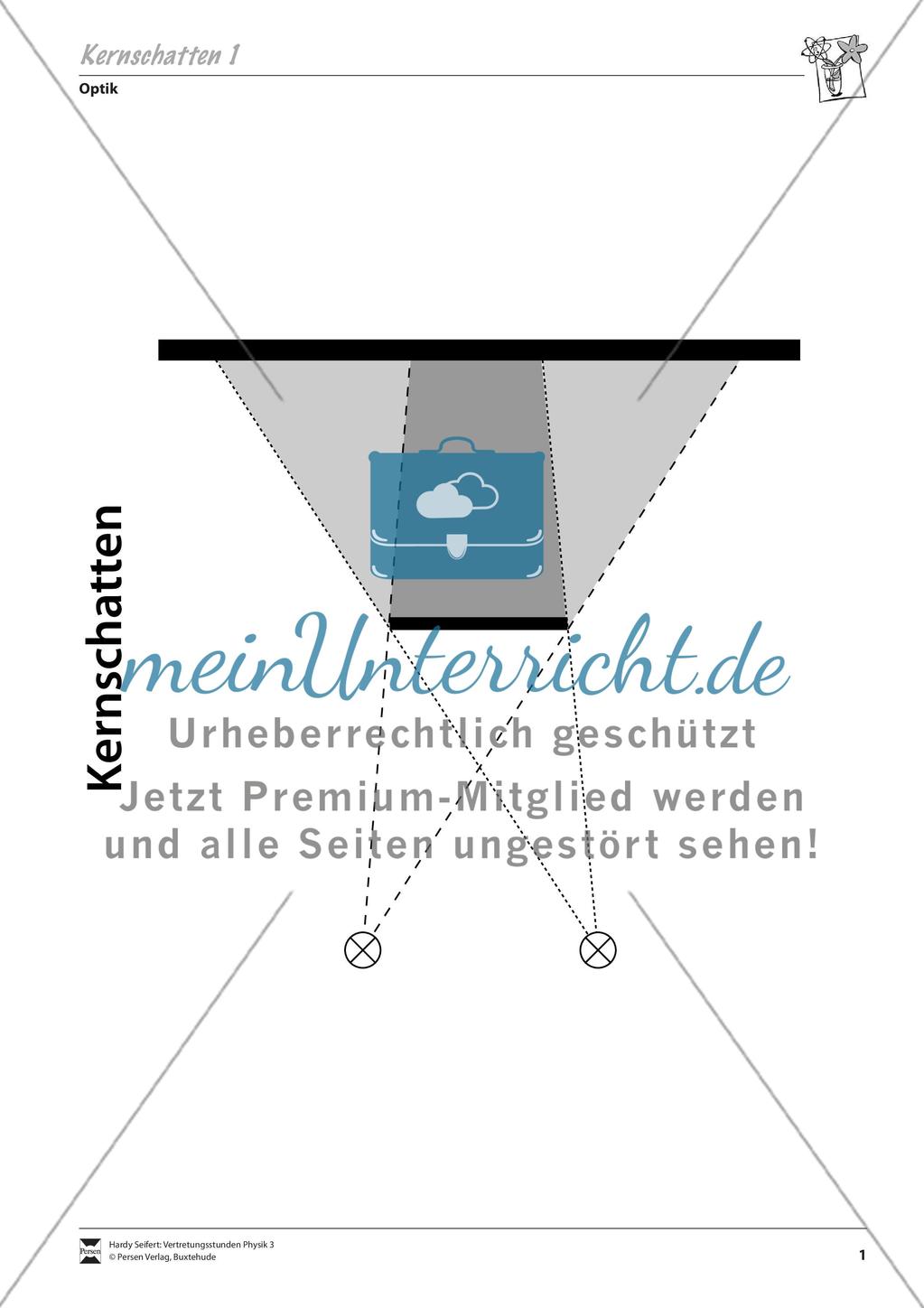 Optik: Entstehung von Halb- und Kernschatten. Mit Aufgaben und Lösungen. Preview 1