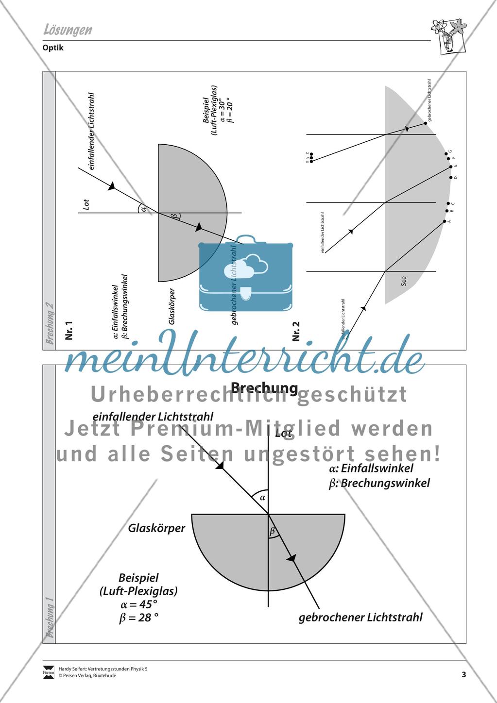 Optik: Lichtbrechung an Glas und Wasser. Mit Aufgaben und Lösungen Preview 3