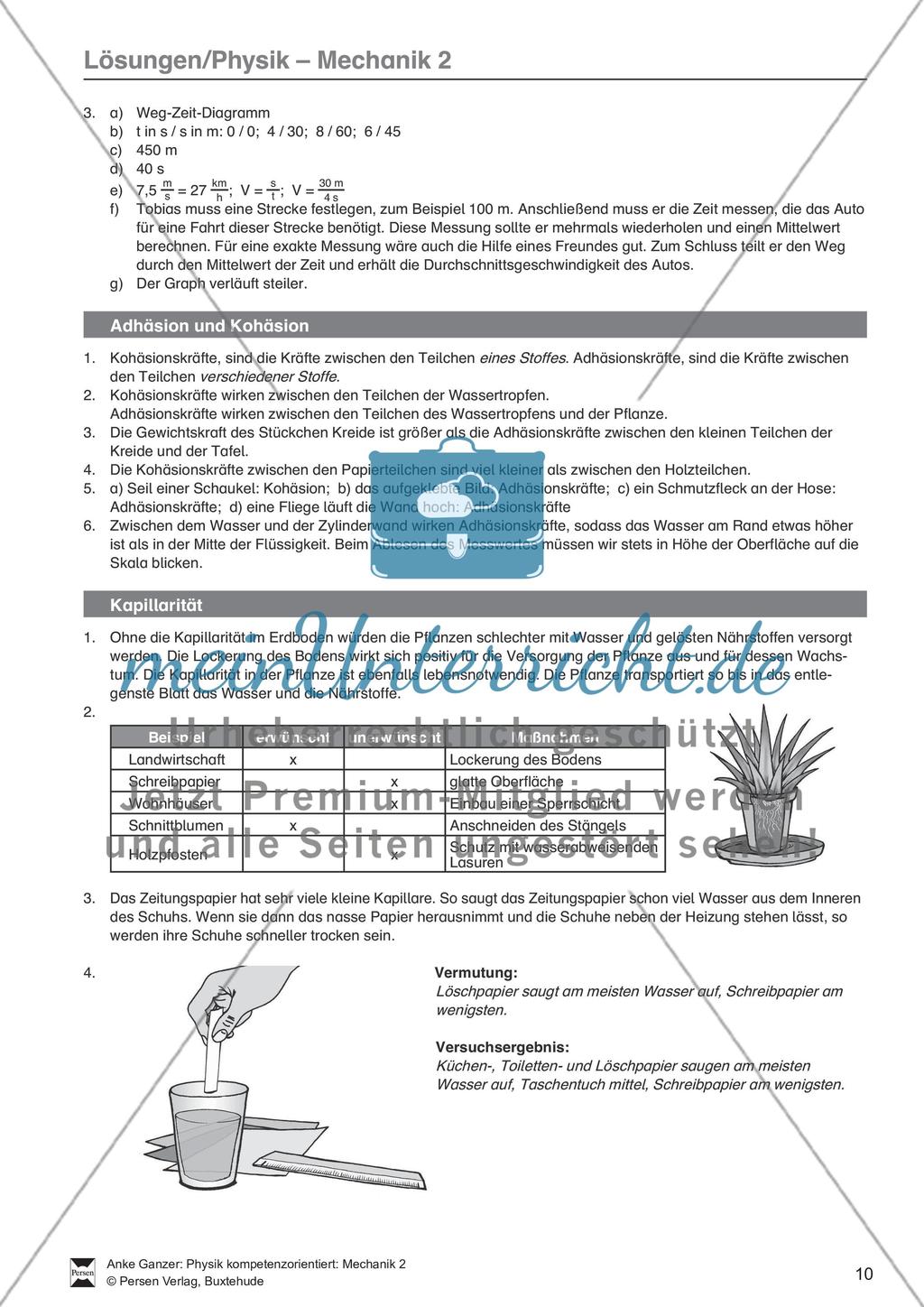 Mechanik: allgemeine Bewegungen von Körpern, gleichförmige Bewegungen und Weg-Zeit-Diagramme. Mit Aufgaben, Lernzielkontrolle / Test und Lösungen. Preview 8