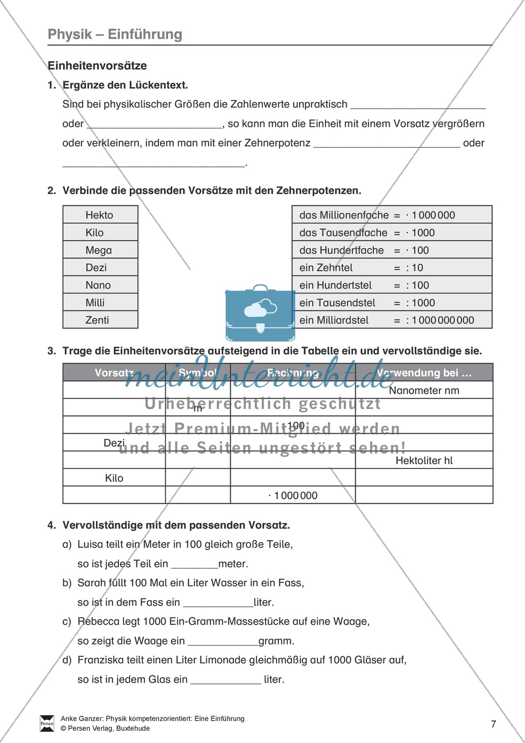 Einführung in Physik: Einheiten und Diagramme. Mit Aufgaben und Lösungen. Preview 1