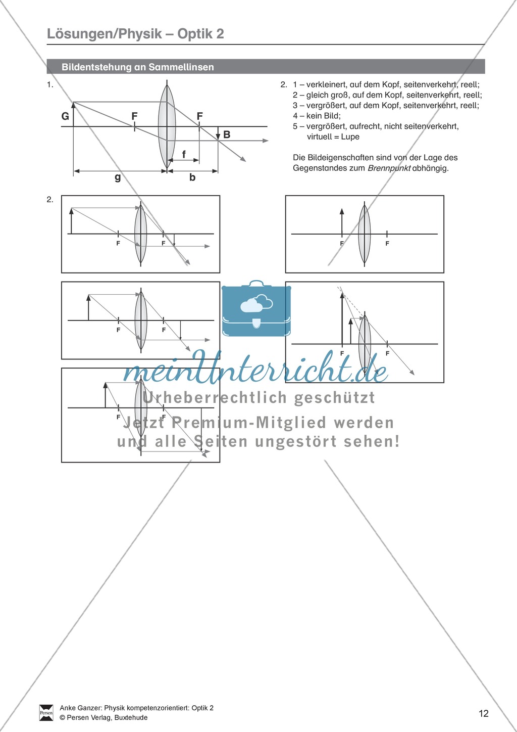 Optik - Aufgaben zu Linsen + Anwendungsmöglichkeiten + Lösungen Preview 6