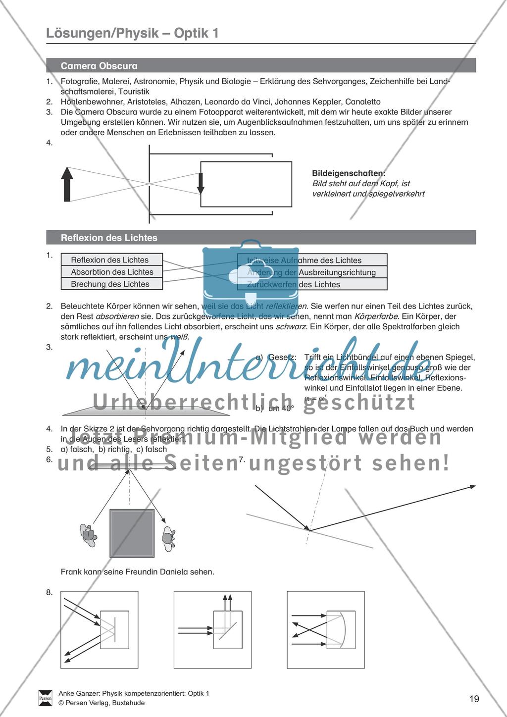 Optik: Reflexion und ebene, konkave und konvexe Spiegel. Mit Aufgaben und Lösungen. Preview 6