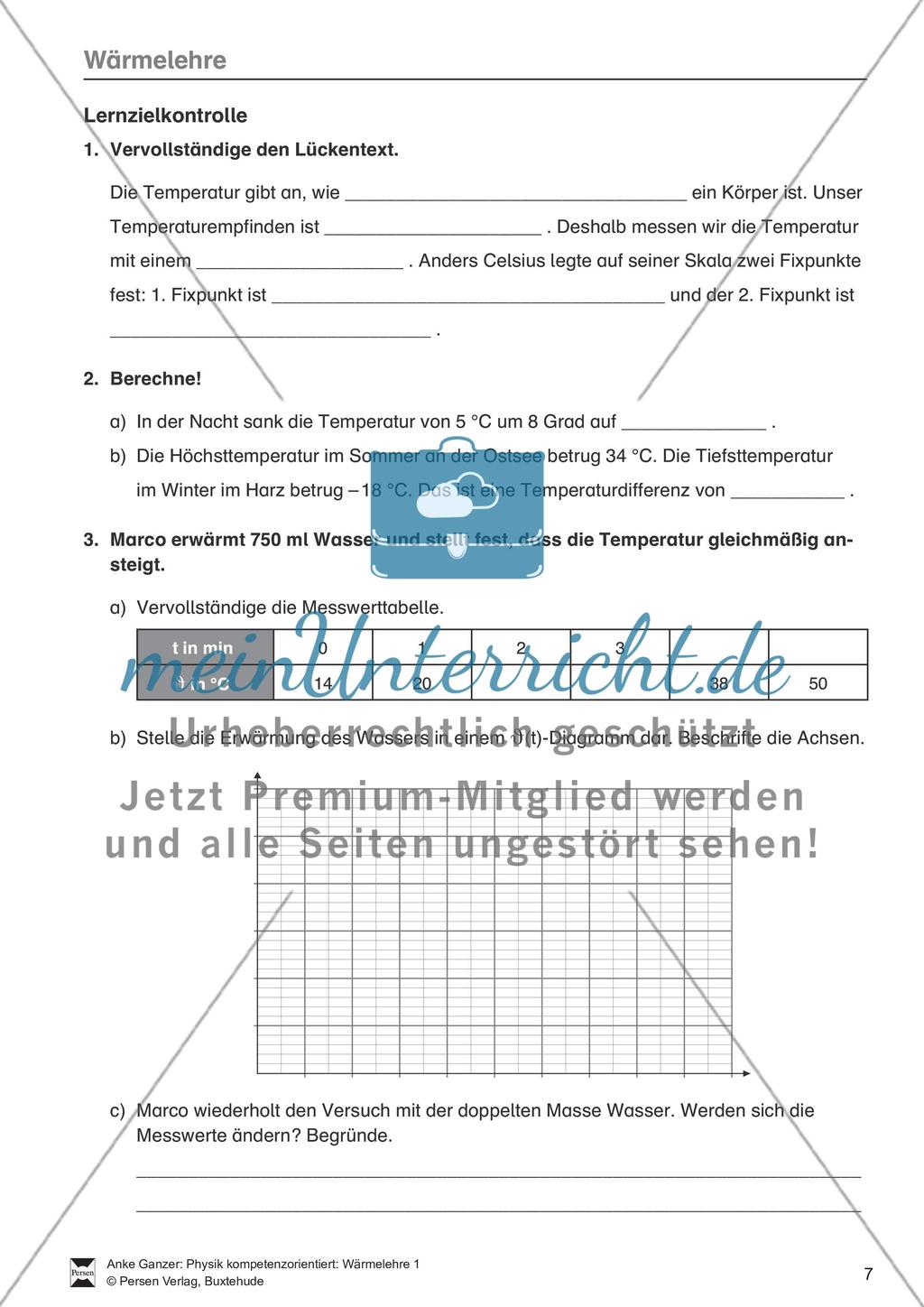 Wärmelehre: Temperatur, Temperaturmessung und verschiedene Temperaturskalen + Historisches- Aufgaben + Lernzielkontrolle + Lösungen Preview 7