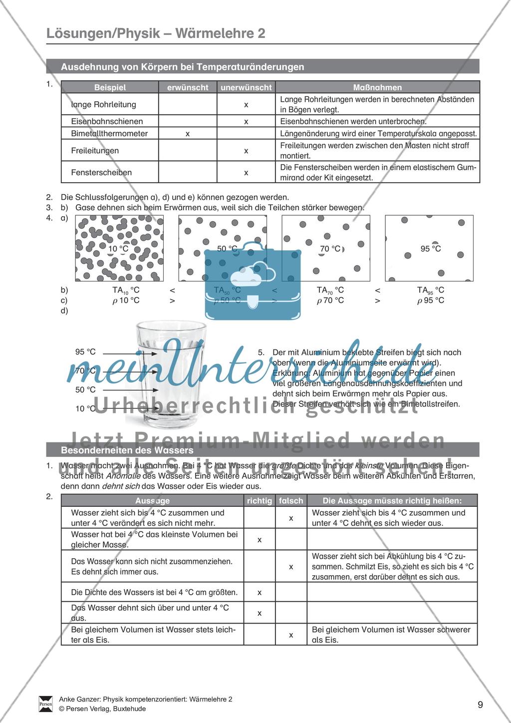 Wärmelehre: Ausdehnung bei Temperaturänderung in Natur und Umwelt, Teilchenmodell und Anomalie des Wassers. Mit Aufgaben und Lösungen. Preview 5