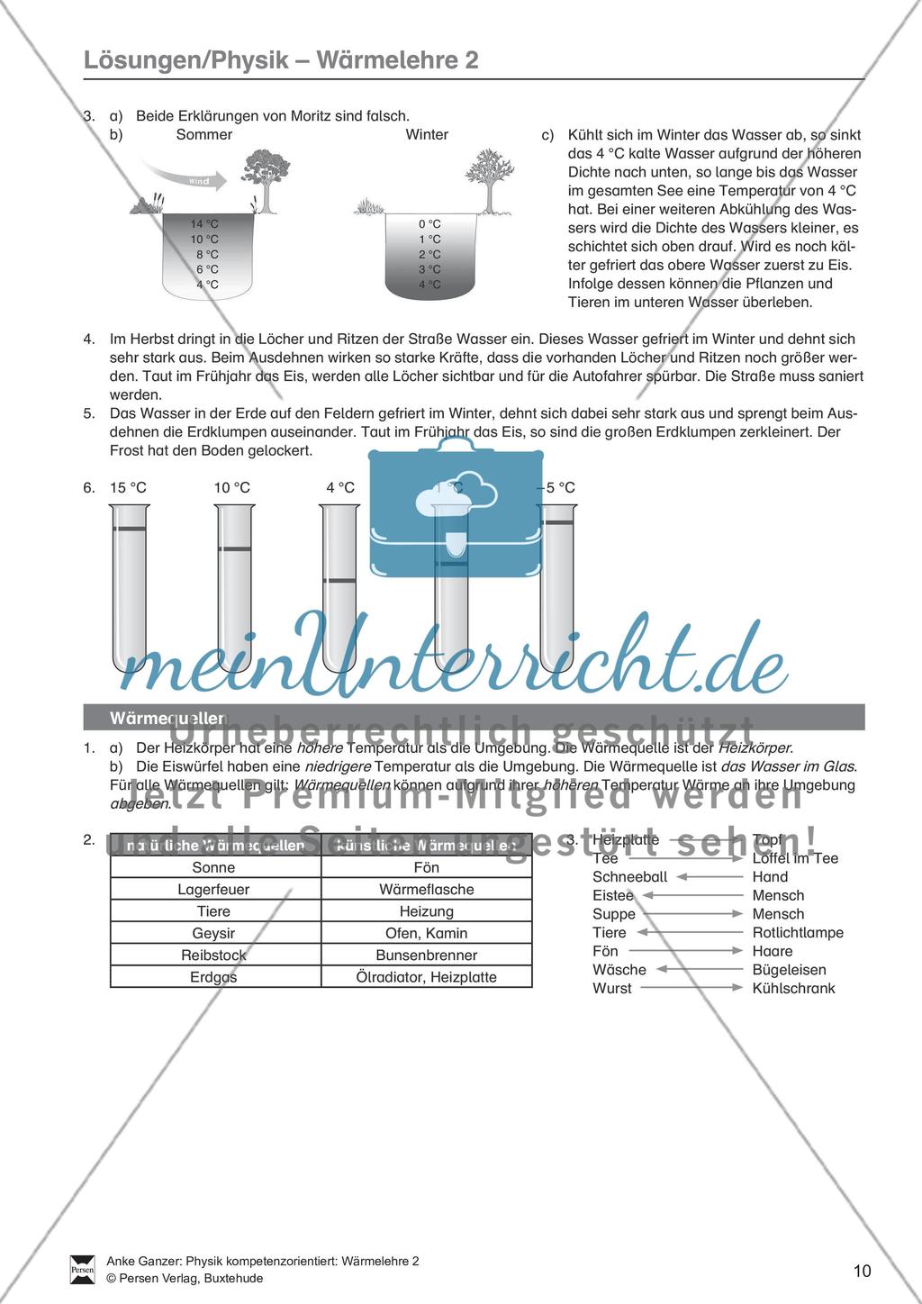Wärmelehre: Ausdehnung bei Temperaturänderung in Natur und Umwelt, Teilchenmodell und Anomalie des Wassers. Mit Aufgaben und Lösungen. Preview 6