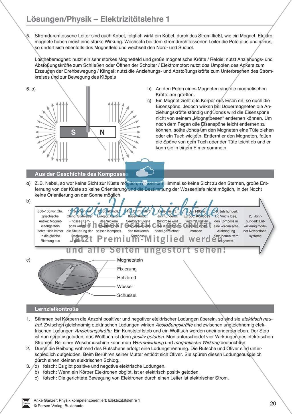 Elektrizitätslehre / Magnetismus: Test / Lernzielkontrolle zu Elektrostatik, elektrischen Storm und Stromkreisen und Magnetkräften und - feldern mit Lösungen. Preview 4