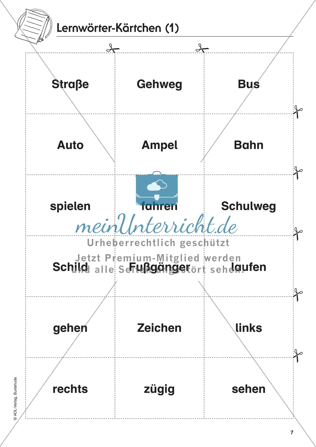 Übungen zur Verkehrserziehung: Lernwörter zum Thema Verkehr Preview 2