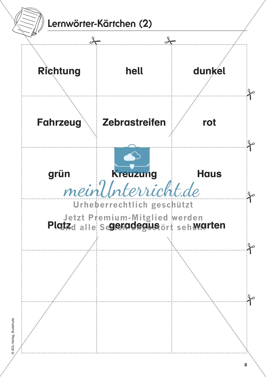 Übungen zur Verkehrserziehung: Lernwörter zum Thema Verkehr Preview 3