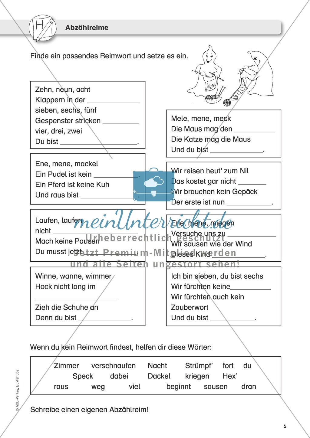 Förderhilfe bei Schreibschwierigkeiten: Passende Reimwörter finden Preview 1