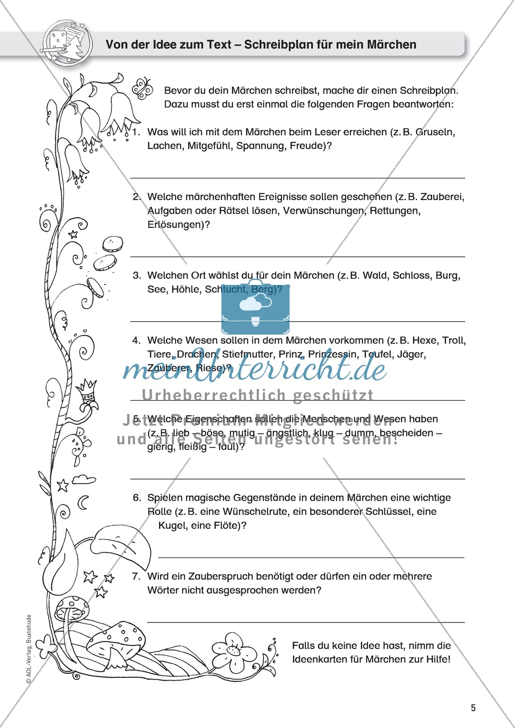 Schreibideen entwickeln, Schreibplan Preview 2