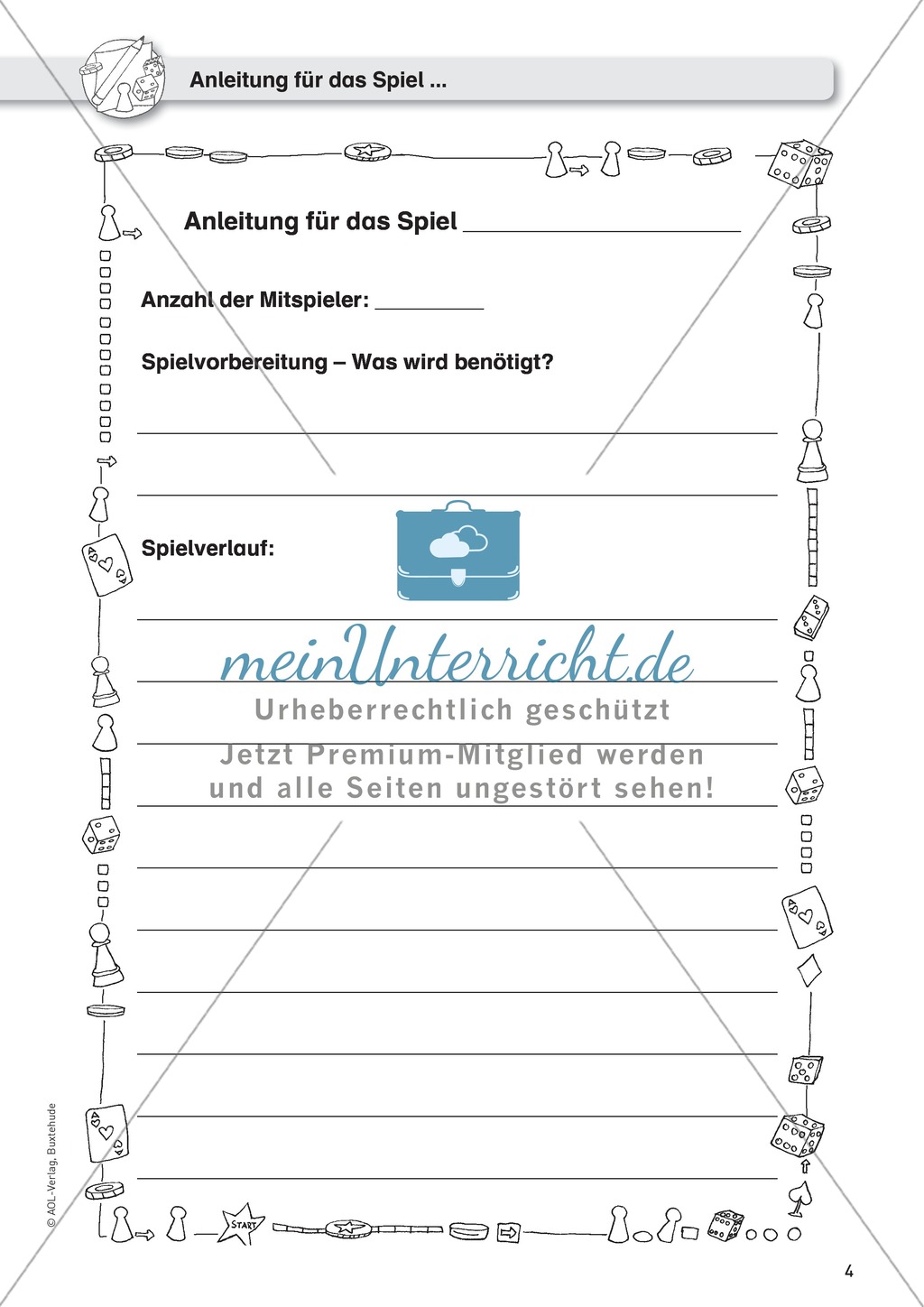 Blanko-Blatt zum Erstellen einer Spielanleitung Preview 1