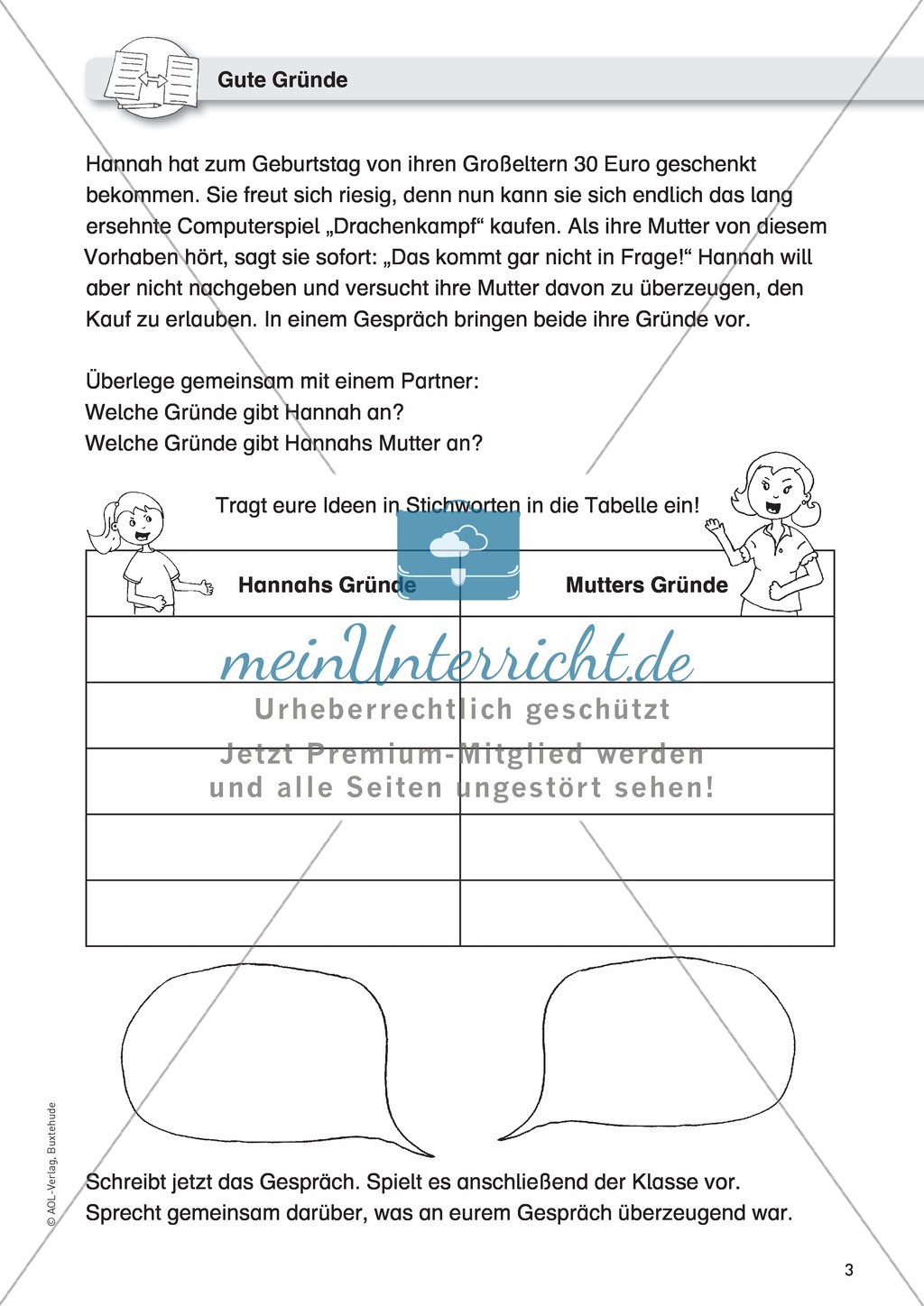 Dialoge als Schreibanlass: Einen argumentierenden Dialog schreiben Preview 1
