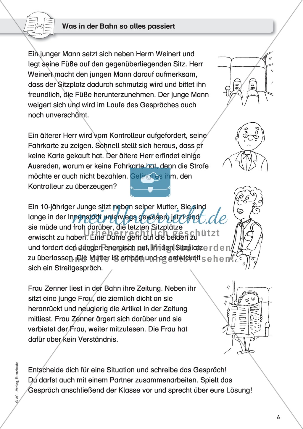 Dialoge als Schreibanlass: Ein Gespräch in der Bahn verfassen Preview 1