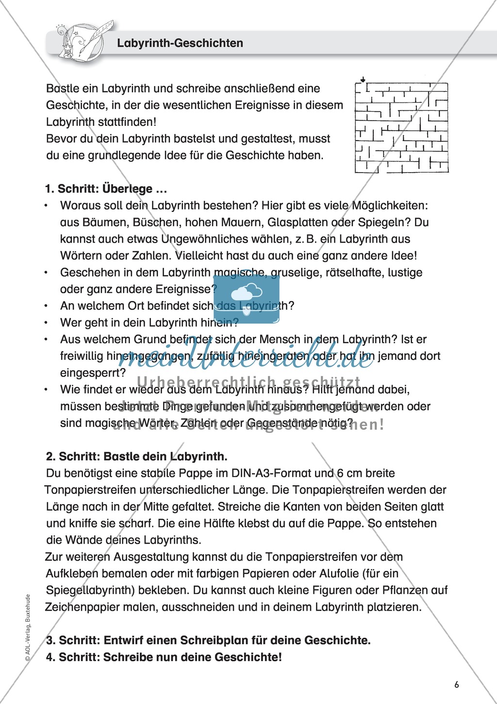 Fantasiegeschichten als Schreibanlass: Eine Labyrinth-Geschichte schreiben Preview 1