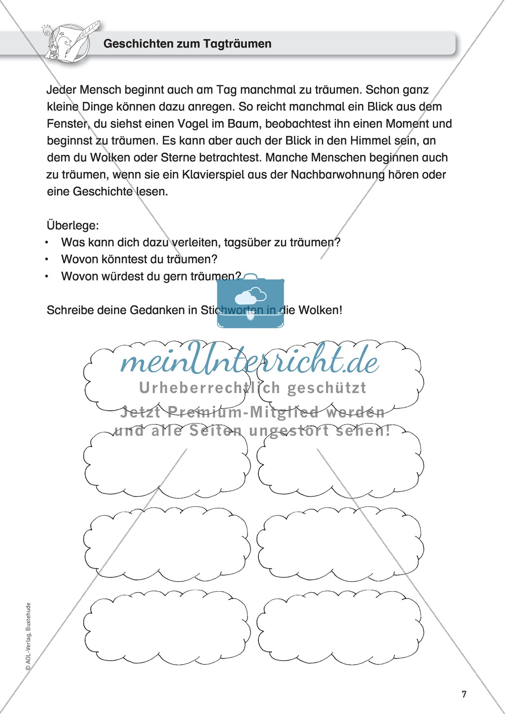 Fantasiegeschichten als Schreibanlass: Einen Tagtraum verfassen Preview 1