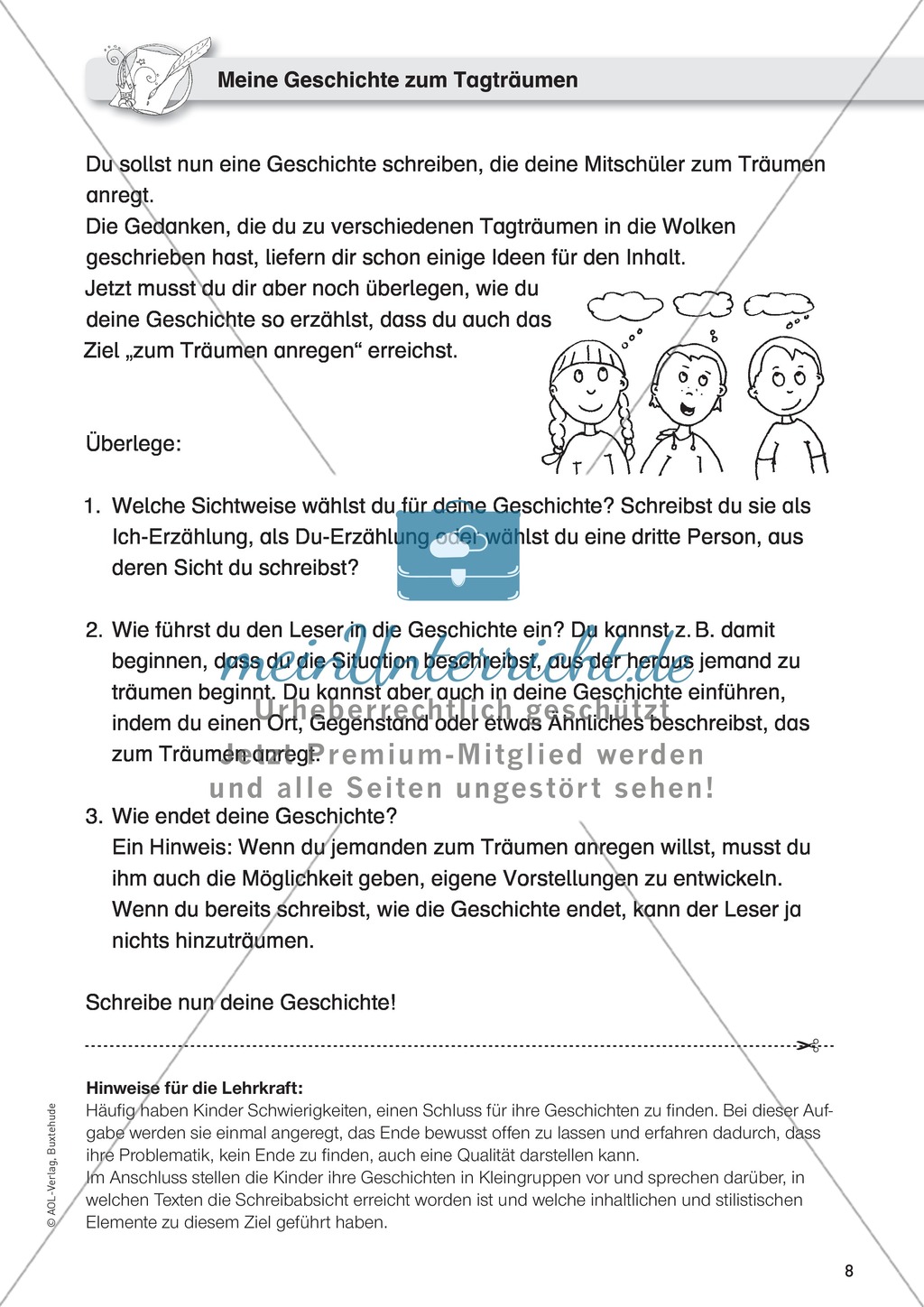 Fantasiegeschichten als Schreibanlass: Einen Tagtraum verfassen Preview 2