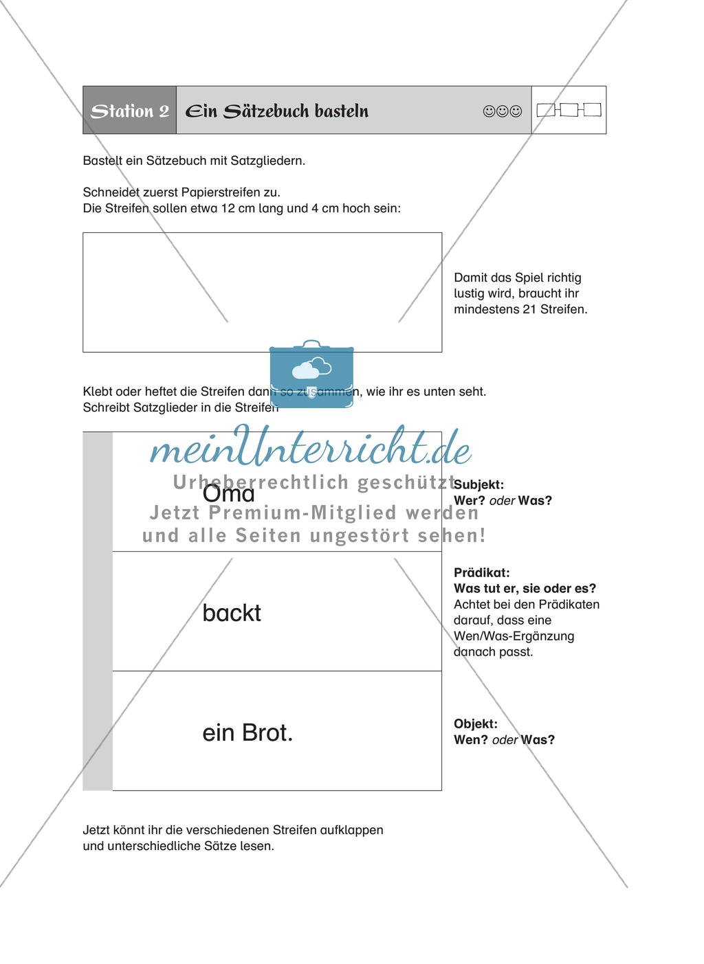 Satzglieder üben an Stationen: Ein Sätzebuch basteln Preview 1