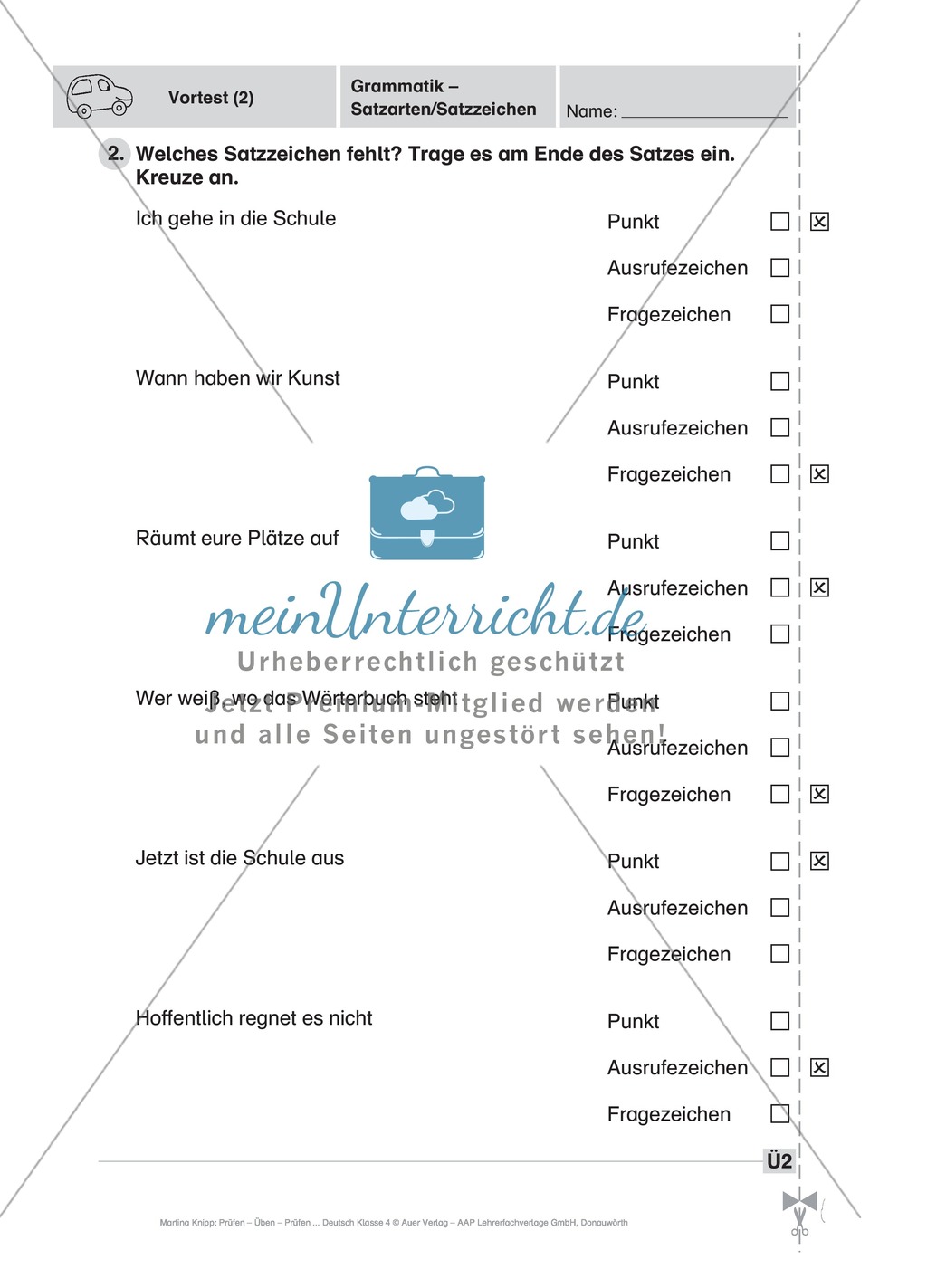 Deutsch-Fahrschule: Vortest über Satzarten und Satzzeichen Preview 2